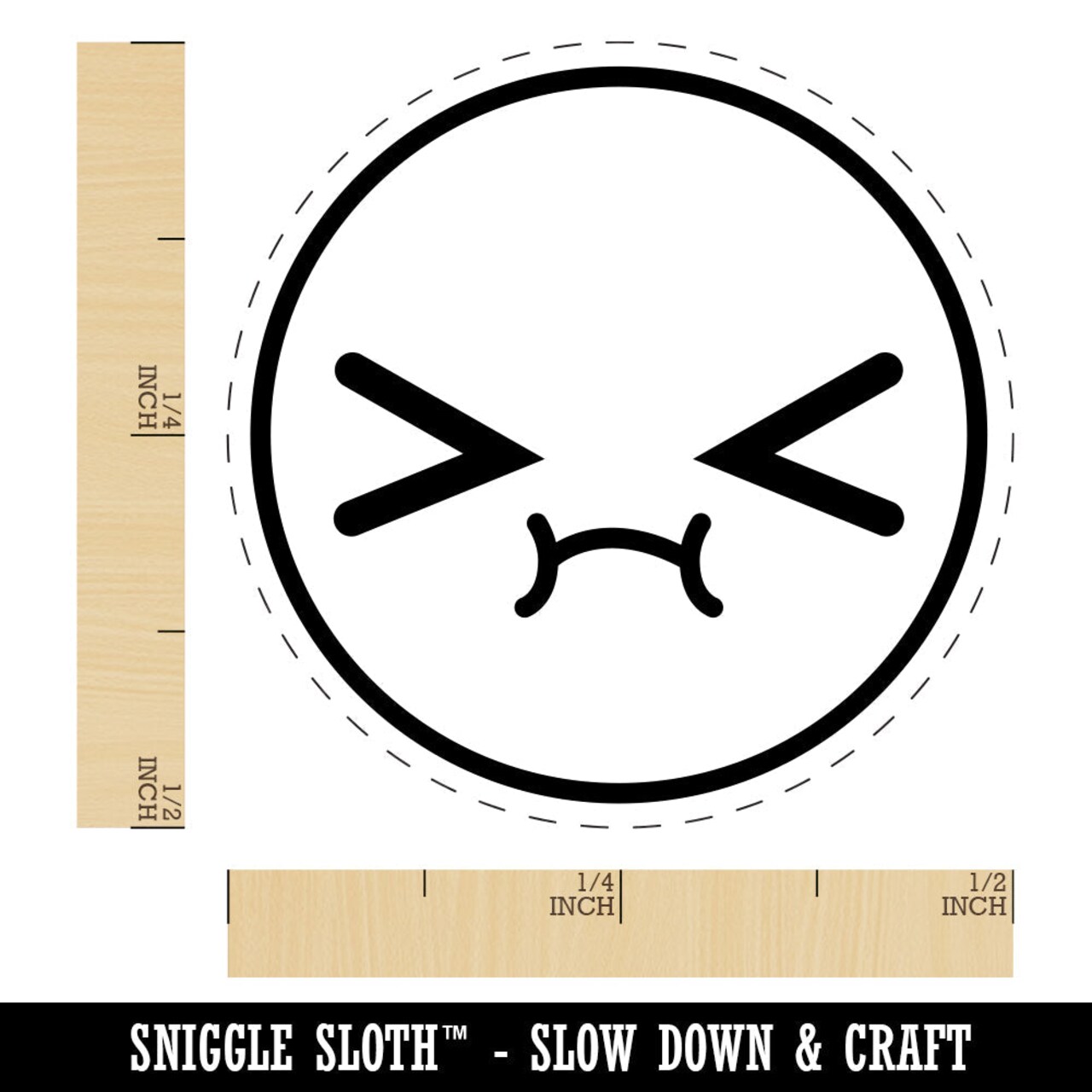 Kawaii Cute Embarrassed Scrunched Face Rubber Stamp for Stamping Crafting Planners